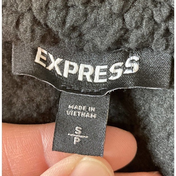 NWT Express Fleece Teddy Jacket Size Small Women's Black Full Zip MSRP $78 - Picture 4 of 8